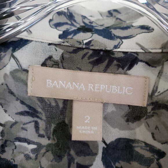 Banana Republic Women's Button Down Tie Waist Semi Sheer Shirt Top Blouse - Picture 11 of 12